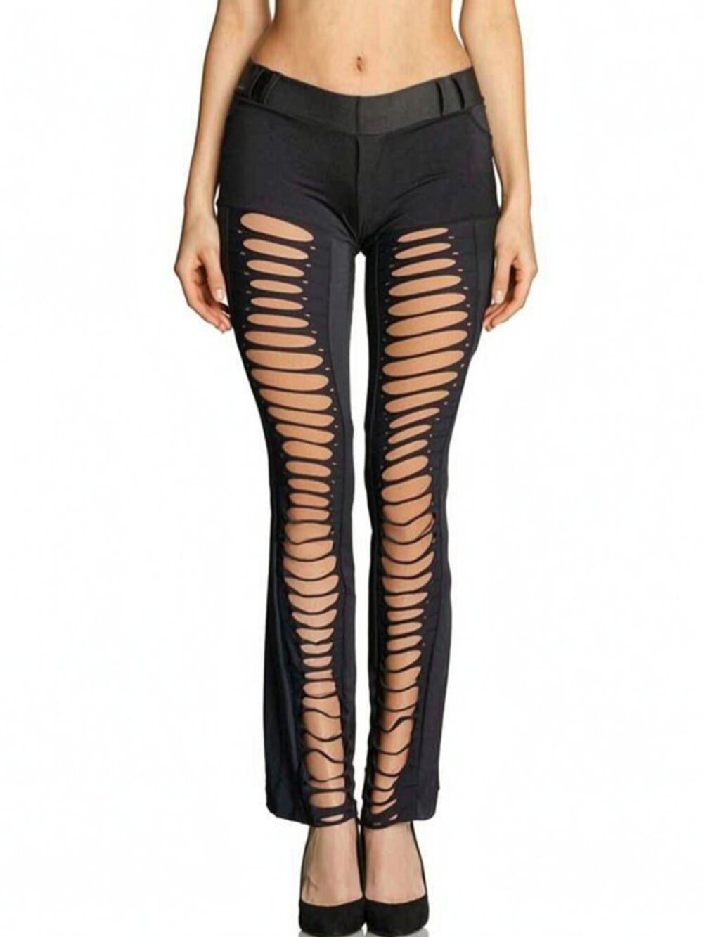 Black Cutout Stretch Low Rise Jeggings - Women